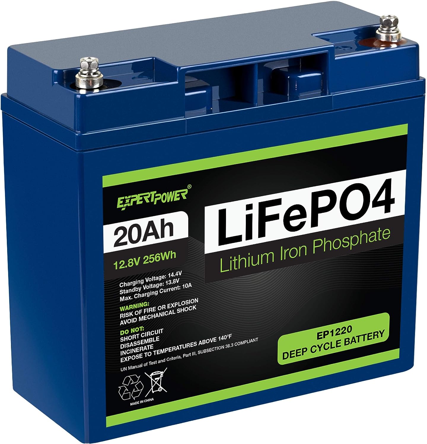 Expertpower V Ah Lithium Lifepo Deep Cycle Rechargeable Battery