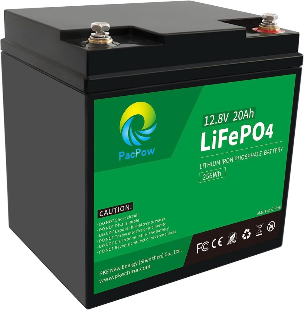 PacPow 12V 20Ah LiFePO4 Lithium Iron Phosphate Battery with Built-in BMS for Fish Finder, Ham Radio, Scooter, Trolling Motor, Light, Kids Car(Actual Capacity 24Ah and Actual Energy 307.2Wh)