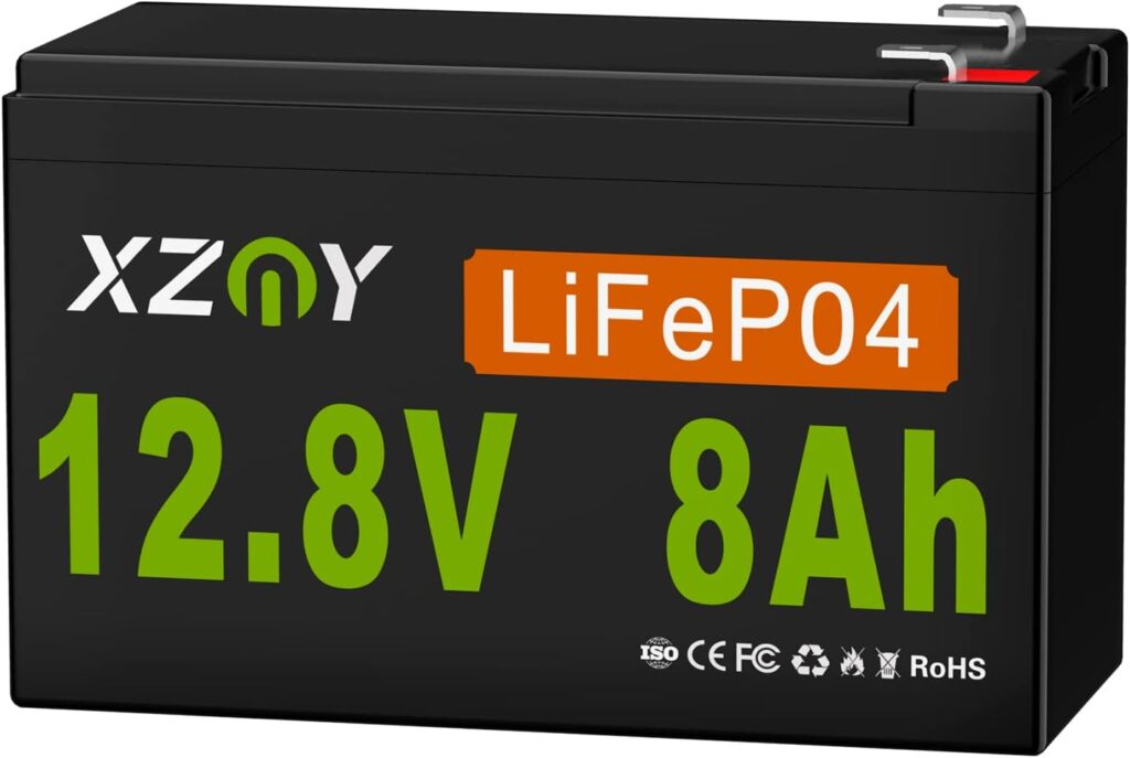 XZNY 12V 8Ah LiFePO4 Lithium Battery, 5000+ Cycles 12V Deep Cycle LiFePO4 Battery Built-in 10A BMS, Perfect for Ride on Toys, Scooters, Fish Finders, Small Ups Backup, Solar System etc