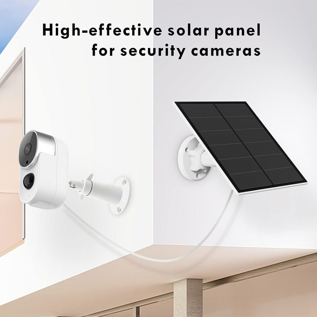 5W Solar Panel for Outdoor Wireless Security Camera, Waterproof Solar Panel Continuously Power for Rechargeable Battery Surveillance Camera, Micro USB Port, Adjustable Security Wall Mount, 2 Pack