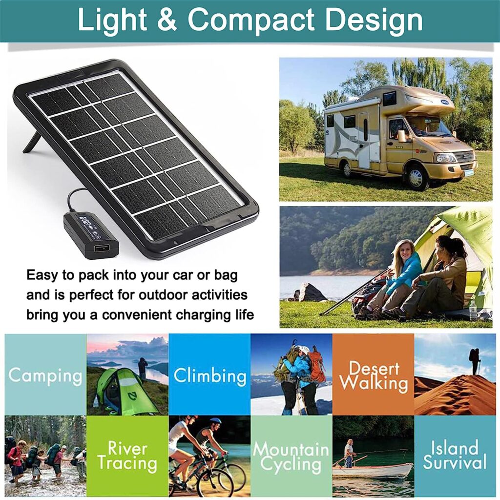 Aocoray Mini 5V 6W USB Solar Panel, Portable 5 Volt 6 Watt High Efficiency Solar Panel Battery Charger with 118.11inch Cable for Cellphone Power Bank Camera Fan Camping Lantern etc.