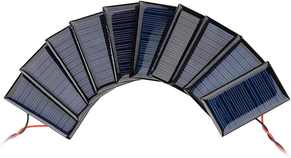 AOSHIKE 10Pcs 5V 30mA Mini Solar Panels for Solar Power Mini Solar Cells DIY Electric Toy Materials Photovoltaic Cells Solar DIY System Kits 2.08x1.18(5V 30mA 53mmx30mm)