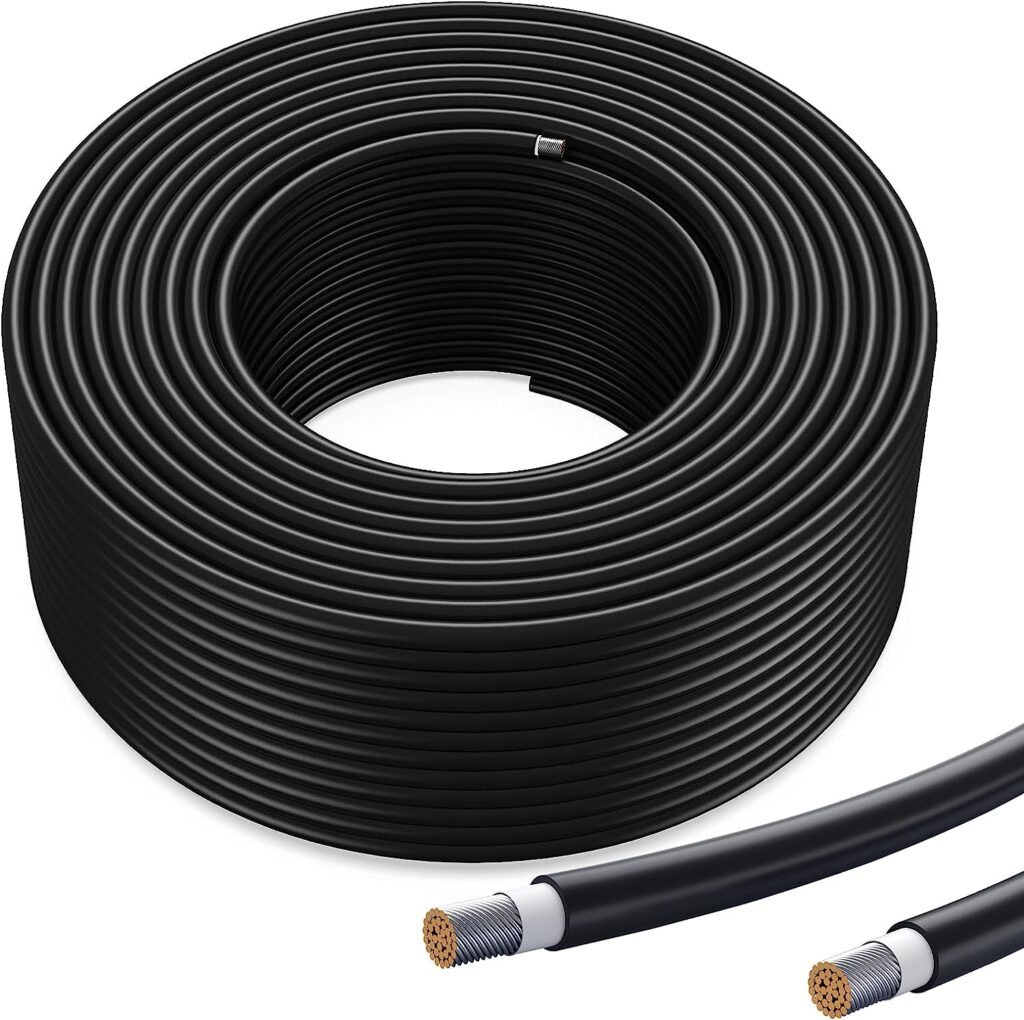 Bateria Power Solar Panel Cable 100FT Solar Extension Cable, 10AWG (6mmÂ²) Tinned Copper Wire for Outdoor Automotive RV Boat Marine Solar Panel- Black (10AWG 100FT)