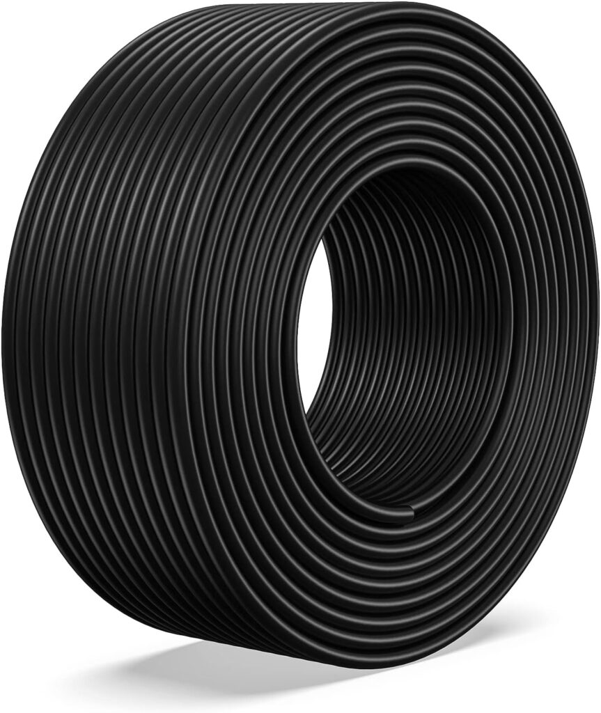 Bateria Power Solar Panel Cable 100FT Solar Extension Cable, 10AWG (6mmÂ²) Tinned Copper Wire for Outdoor Automotive RV Boat Marine Solar Panel- Black (10AWG 100FT)