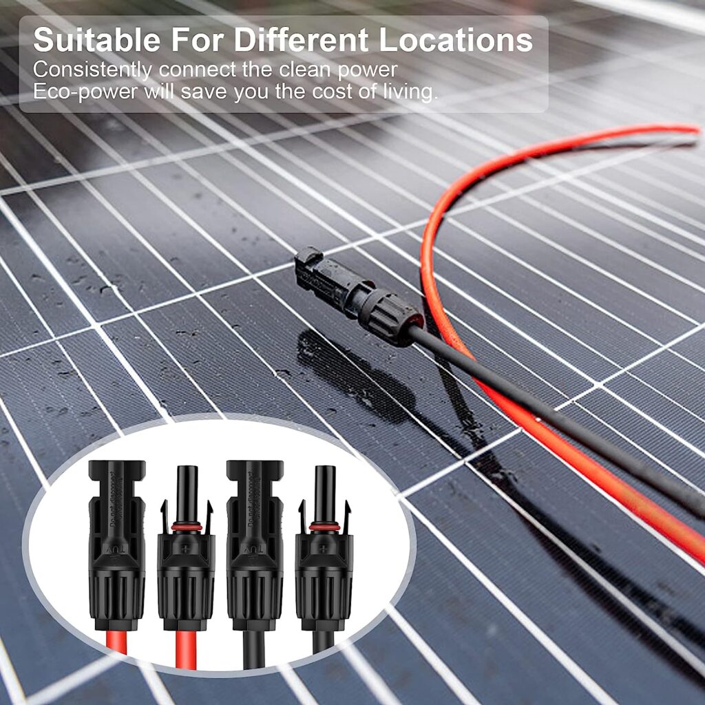 Geosiry Twin Wire Solar Panel Extension Cable - 30Ft 10AWG(6mmÂ²) Solar Extension Cable with Female and Male Connector, Solar Panel Wire Adapter for Home, Shop and RV Solar Panels (10AWG 30FT)