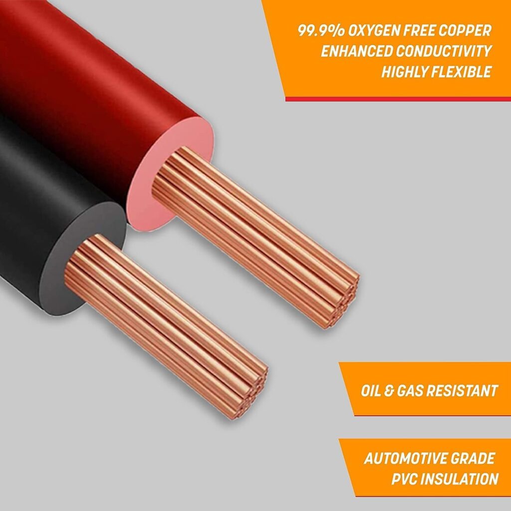 GS Power Flexible 10 AWG (American Wire Gauge) 50 Feet Stranded Oxygen Free Copper Red/Black Bonded Zip Cord Cable for Car Audio Stereo Amplifier 12Volt Automotive Harness LED Light Wiring