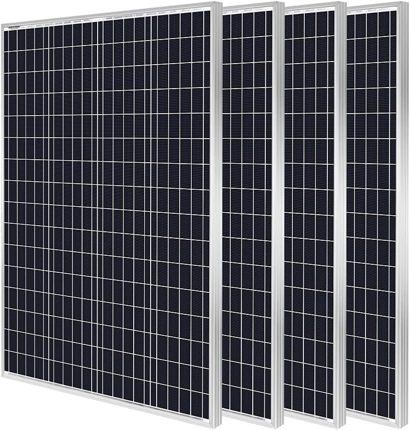 HQST 400 Watt 12V Monocrystalline Solar Panel High Efficiency Module PV Power for Battery Charging Boat, Caravan and Other Off Grid Applications 32.5 x 26.4 x 1.18 Inches (New Version)