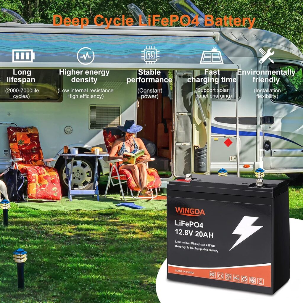 LiFePO4 Battery 12V 20Ah, 2000-5000 Cycles Lithium Iron Phosphate Battery with Built-in BMS perfect for camping power,RV,Toys,Scooter,and most of outdoor and indoor easy installation.