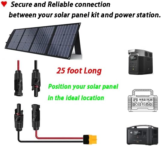 Magiktech 12AWG 25FT Solar to XT60 Cable,Solar Charge Cable with XT60 Female Adapter for Power Stations Solar Generators