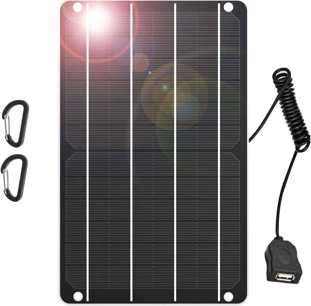 Mini DIY 5W Solar Panel Charger USB A Max 5V 1A Monocrystalline SunPower IP67 Waterproof for Outdoor Security Camera Fans Phone Light Flashlight Pond Air Bubbler Fishtank Oxygen Pump Small Devices