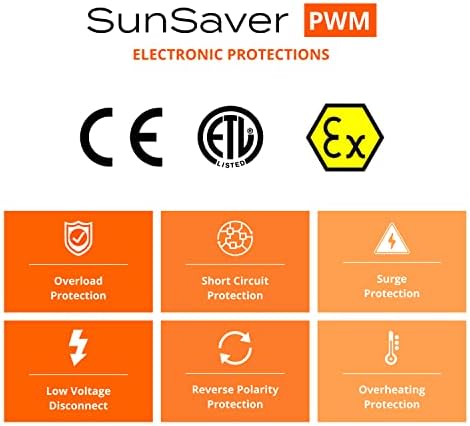 Morningstar SunSaver 10A PWM Solar Charge Controller 12V Batteries LVD, Solar Panel Controller Battery Controller Solar Controller 12V, Lowest Fail Rate Charge Controllers for Solar Panels