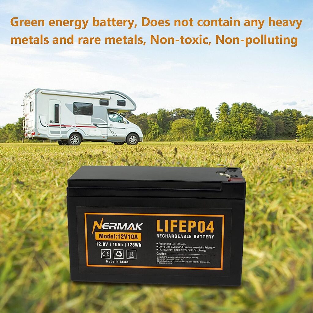 NERMAK 2 Pack 12V 10Ah Lithium Ion LiFePO4 Deep Cycle Battery, 2000+ Cycles Rechargeable Battery for Solar/Wind Power, UPS, Scooters, Lighting, Power Wheels, Fish Finder and More, Built-in 10A BMS