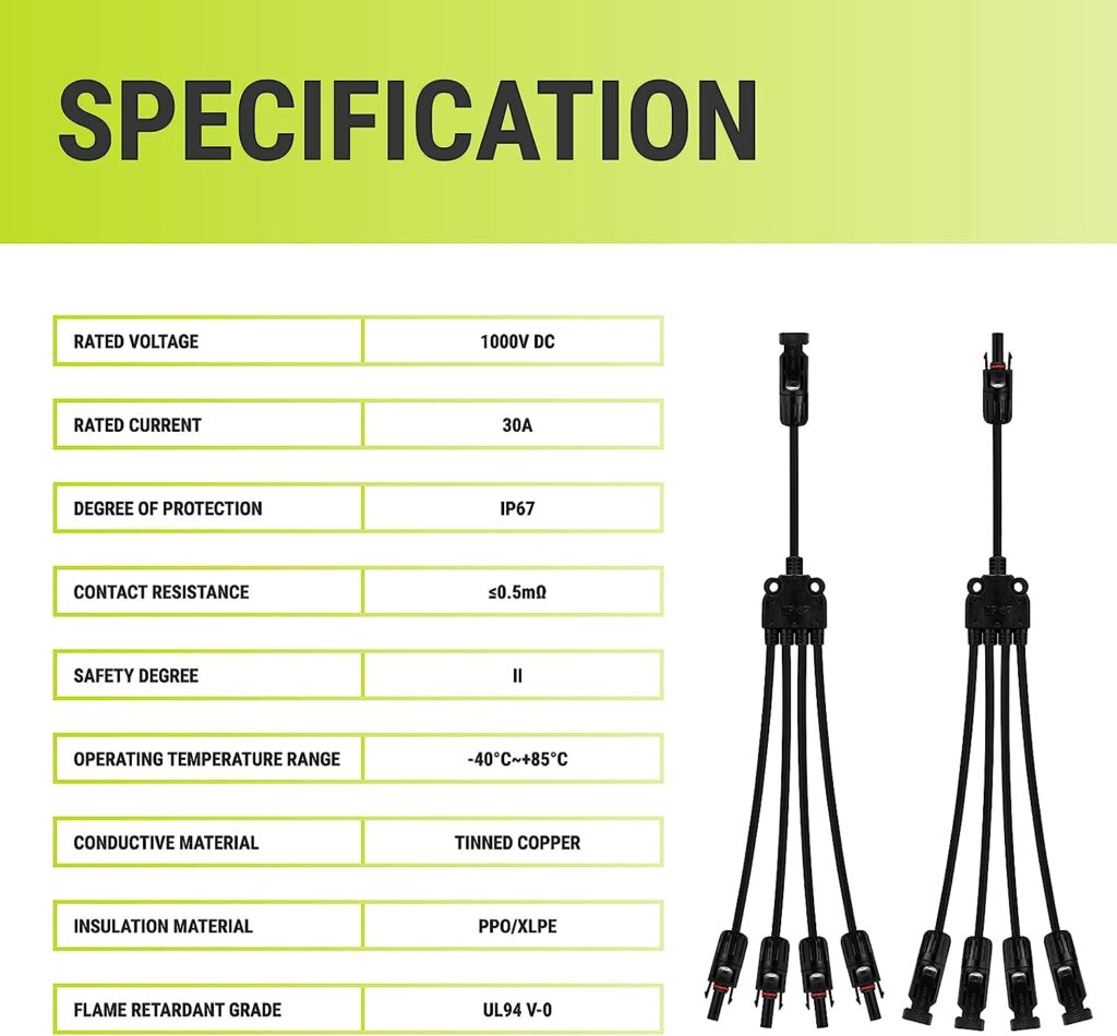 Newpowa Parallel Branch Connector 4-1 Cable for Solar Panel (M/FFFF and MMMM/F)