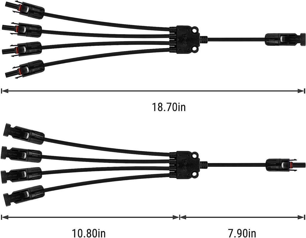 Newpowa Parallel Branch Connector 4-1 Cable for Solar Panel (M/FFFF and MMMM/F)