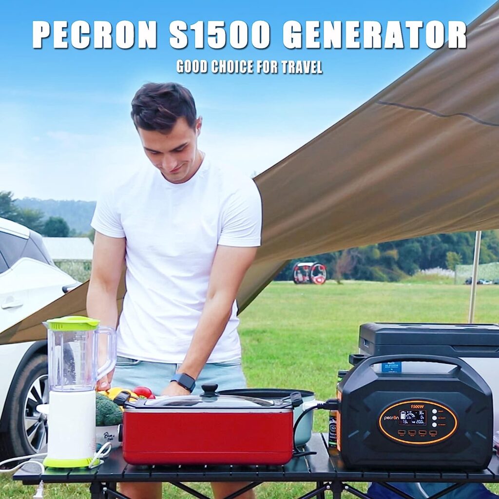 pecron S1500F Portable Power Station 1500W,1461.6Wh Solar Generator,110V/1500 Watt Pure-sine Wave,AC Outlet,12V DC Cigar,QC3.0 USB,Backup Lithium Battery for Outdoors Camping Fishing Emergency