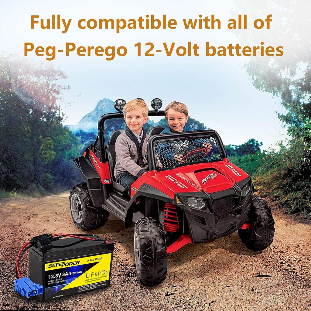 SEFEPODER Replacement Battery Compatible with Peg Perego 12 Volt Battery, 12V 8Ah Lifepo4 Lithium Ion Rechargeable Battery, Built-in 10A BMS