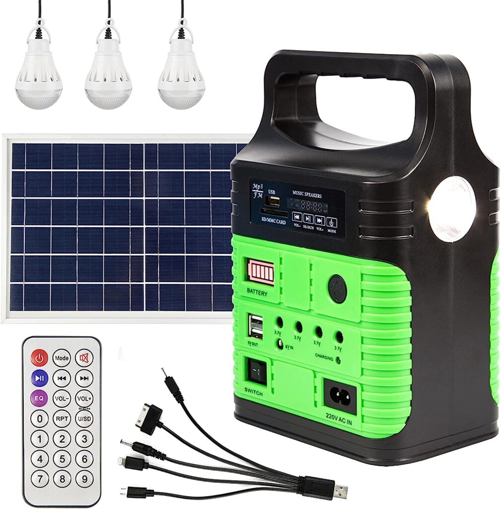 Solar Generator - Portable Power Station for Emergency Power Supply,Portable Generators for Camping,Home UseOutdoor,Solar Powered Generator With Panel Including 3 Sets LED Light (green)