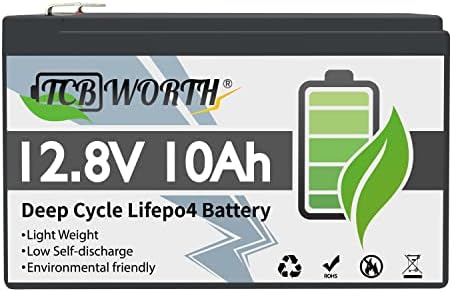 TCBWORTH 12.8V 10AH Lifepo4 Battery with Perfect BMS Support Series and Parallel for Solar System RV Household Appliances Emergency Power Supply Trolling Motor Golf Cart,etc.â¦â¦