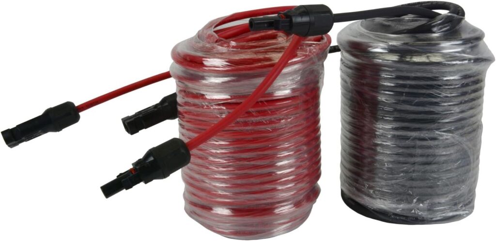 TEMCo 100 Red + 100 Black 10 AWG/Gauge Solar Panel Extension Cable with M/F Solar Connector Ends (Variety of Lengths Available)