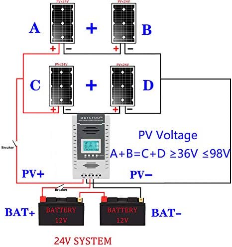 100amp MPPT Solar Controller, 100V Input, LiFePO4 (Lead Acid AGM), Maximum Input Voltage 100V, Power 1300W / 2600w (12V / 24V), Automatic Identification (k100a)