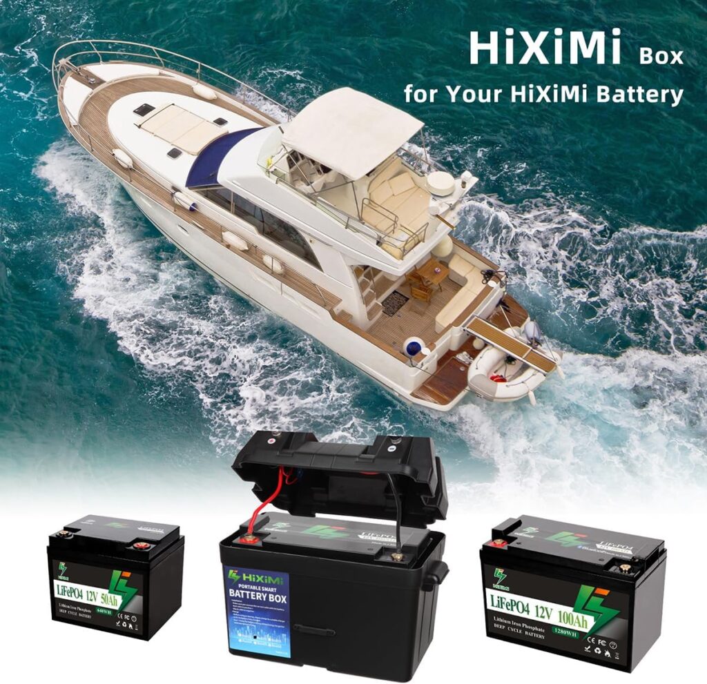 12V Battery Box Outdoor Portable Multifunction Battery Cases for Marine Boat RV Camping Travel Lead acid AGM Lithium LiFePO4 Battery Plastic Boxes(Battery not Include)
