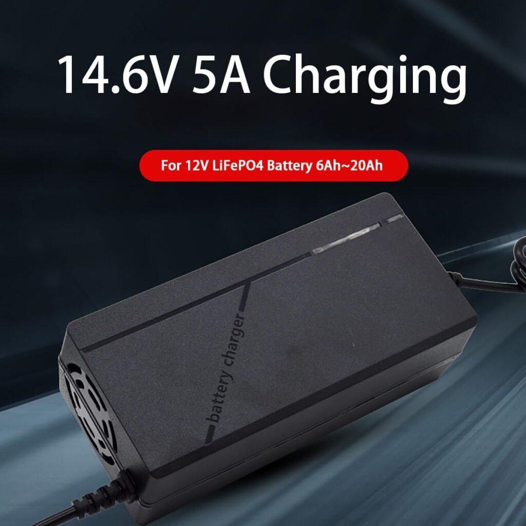 14.6V 5A LiFePO4 Battery Charger Lithium Battery Charging for Spray, Doorbell, Fishing, Lawn Mower,etc.