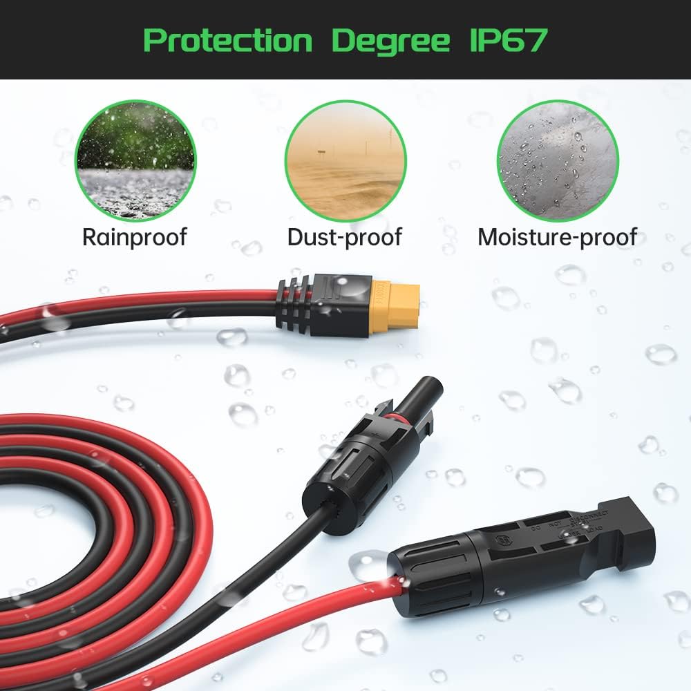 Bateria Power Solar Connector to XT60 Adapter Extension Cable 12AWG 10Ft Connect Solar Panel for Lipo Battery RV Portable Power Station Solar Generator