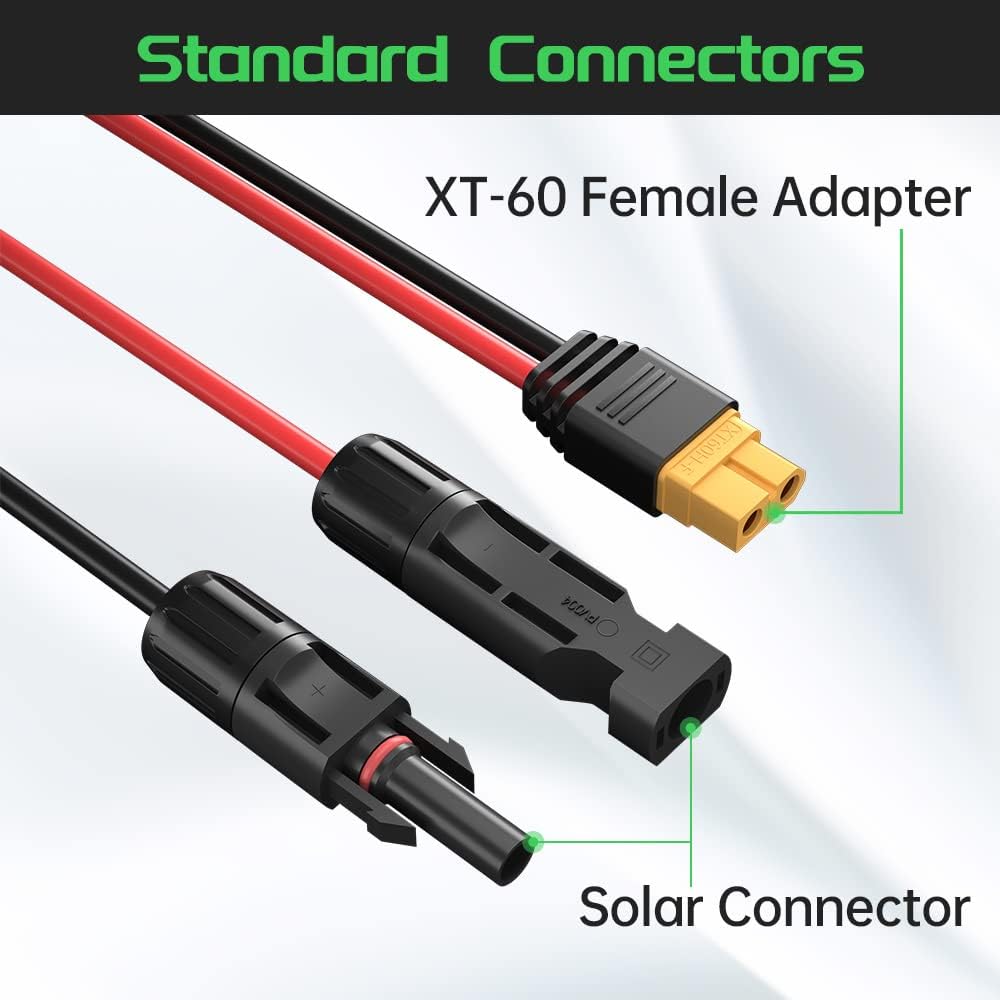 Bateria Power Solar Connector to XT60 Adapter Extension Cable 12AWG 10Ft Connect Solar Panel for Lipo Battery RV Portable Power Station Solar Generator