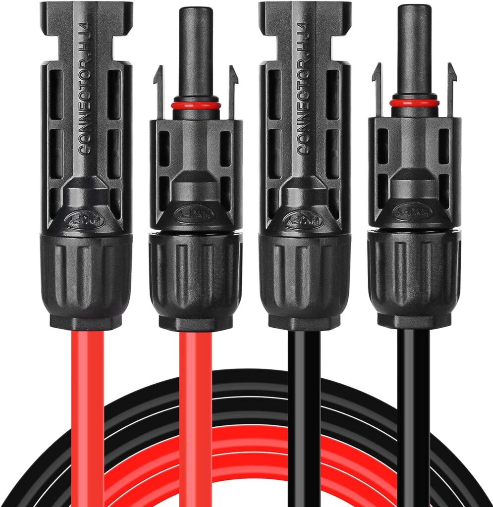 BeideLt 10 Feet 10AWG Solar Extension Cable with Female and Male Connector with Extra Free Pair of Connectors Solar Panel Adaptor Kit Tool (10FT Red + 10FT Black)