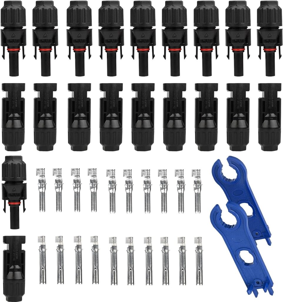 cenyb Solar Panel Cable Connectors 30A,DC1000V IP67 Waterproof with 2 Spanners (10Pairs 12-14AWG)