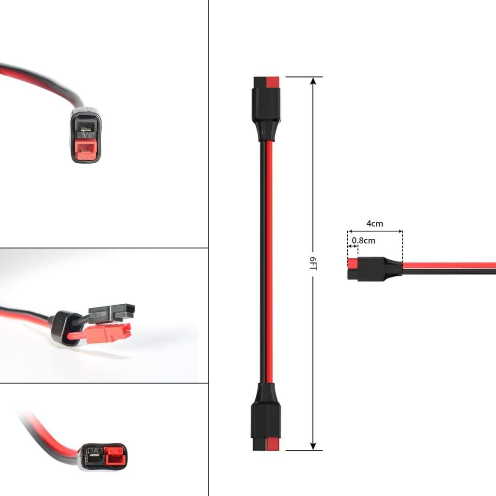 ELFCULB Anderson Extension Cable,12AWG Solar Extension Cable Anderson Connector,Compatible with Portable Power Station Solar Generator Solar Panel(6FT)