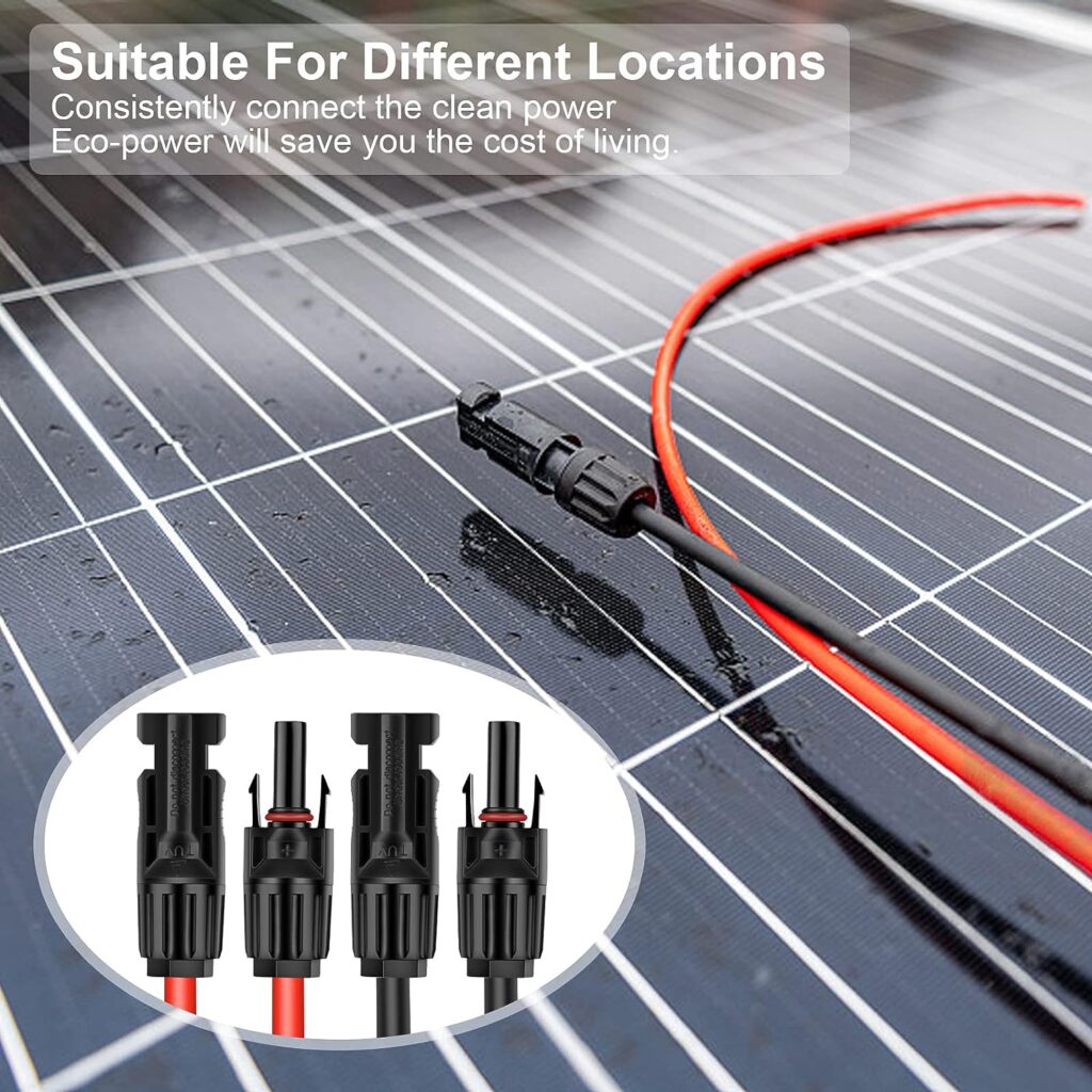 Geosiry Twin Wire Solar Panel Extension Cable - 30Ft 10AWG(6mm²) Solar Extension Cable with Female and Male Connector, Solar Panel Wire Adapter for Home, Shop and RV Solar Panels (10AWG 30FT)