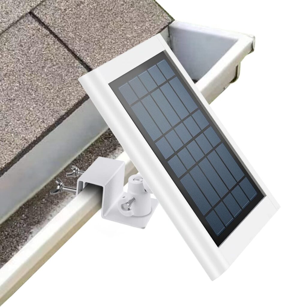 Gutter Mount for Ring Solar Panel, Adjustable Weatherproof Aluminum Alloy Mount Bracket, Perfect Angle to Get Adequate Sunlight (White)