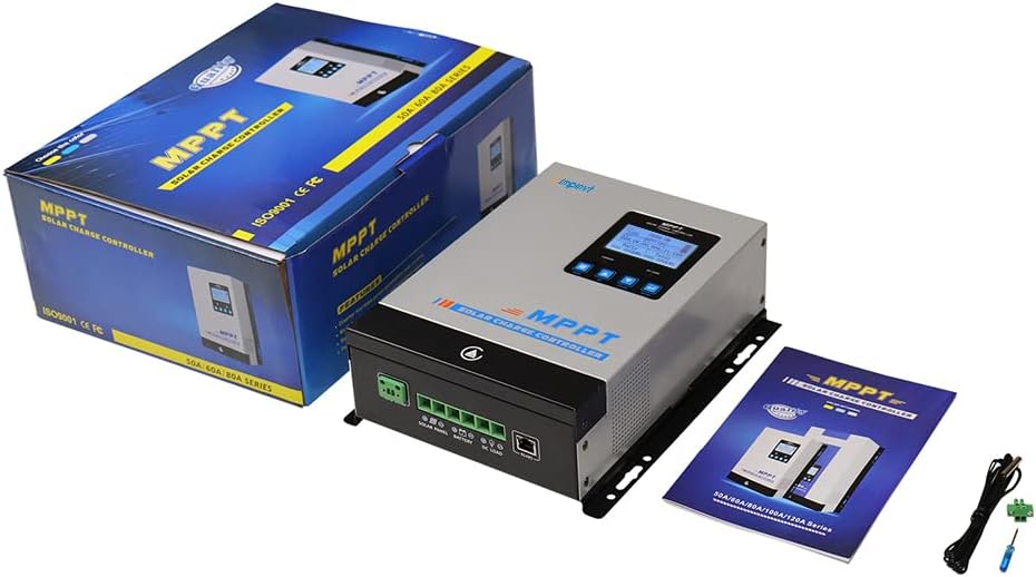 MPPT Solar Charge Controller 80 amp, 12v 24v 36v 48v auto Battery Regulator MAX PV Input 150V, Solar Charger Support Sealed, Gel, Flooded, and Lithium Batteries
