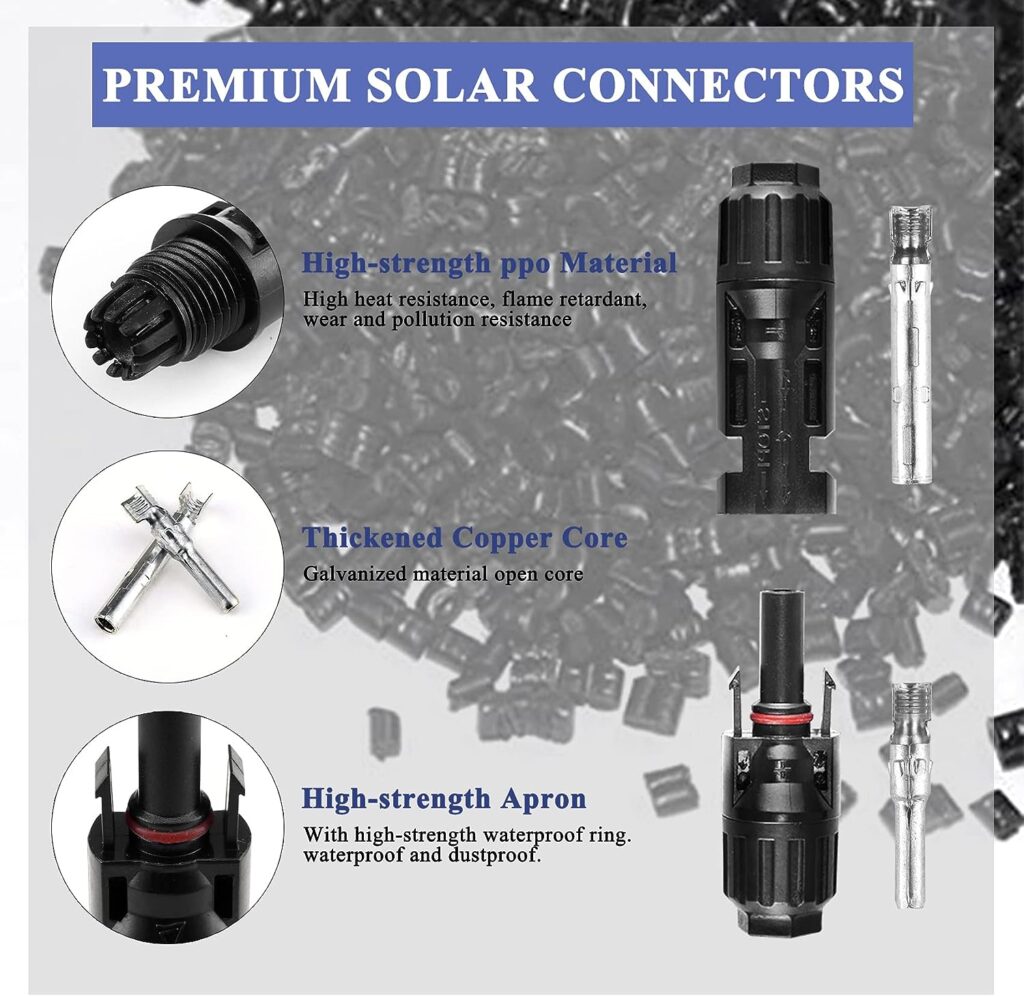 MUYI 42PCS Solar Panel Connector IP67 Waterproof Solar Connectors 1000V 30A Male/Female Plug with 2PCS Spanners (10 Pairs)