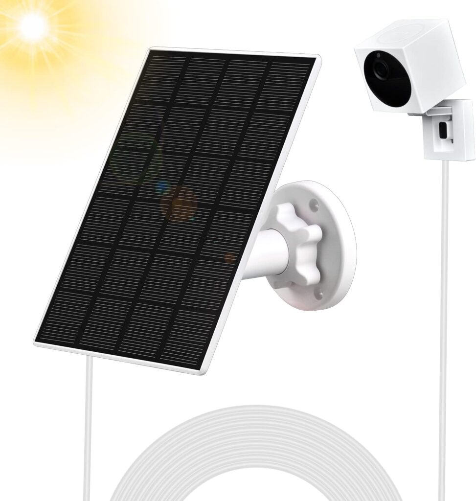 Solar Panel Compatible with Wyze Cam Outdoor,Continuous Power Supply for Rechargeable Battery Camera ,5V 3.5W USB Port Waterproof Solar Panel with 12ft Charging Cable（Camera not Included）