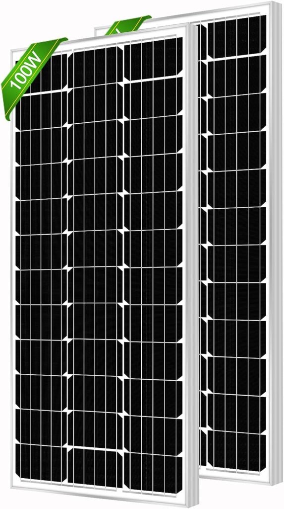 WERCHTAY 200 Watt Solar Panel 12V/24V Monocrystalline, 2 Pack of 100W High-Efficiency Module PV Power Charger Solar Panels for Homes Camping RV Battery Boat Caravan and Other Off-Grid Applications