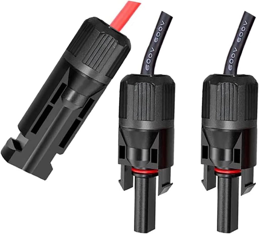 WOODGUILIN Solar Y Connector, Solar Y Branch Parallel Cable, Solar 1 to 3 Male Female Connector Adapter, 10AWG 45A Waterproof IP68 40CM Cable, for Solar Panels, Solar Cells (MFFF FMMM, 1 Pair)
