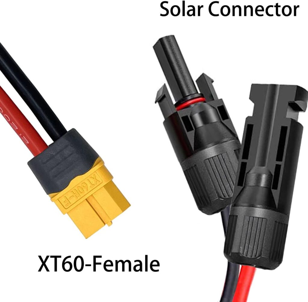 ZHOFONET XT60 Solar Cable,10AWG 60cm Solar Connector to XT60 Female Adapter Extension Cable for LiFePO4 Battery RV Portable Power Station Solar Generator