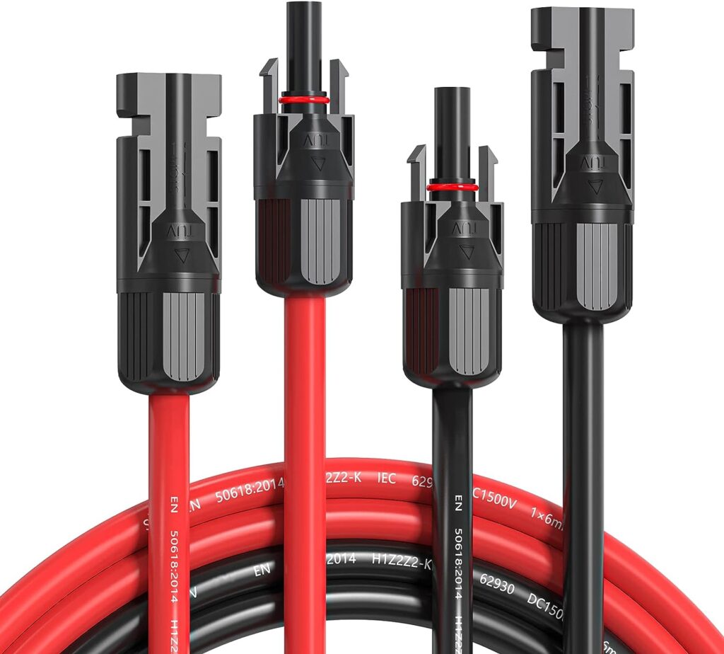10 AWG Solar Extension Cable 50Ft, 10 Gauge Solar Panle Extension Cables Wire 50 Feet with Female and Male Solar Connector Adapter Kit (RedBlack)