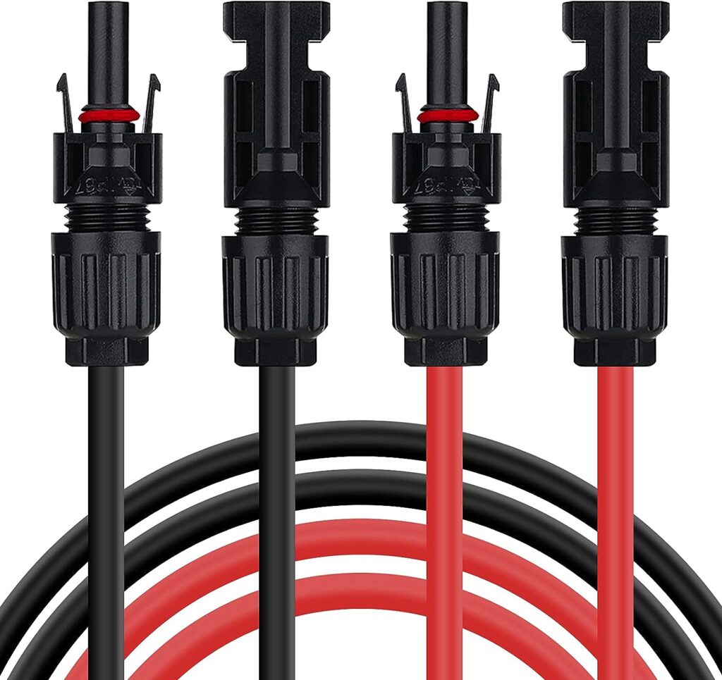 Ansxiy 10AWG Solar Extension Cable with Female and Male Weatherproof Connectors, Solar Panel Adapter Kit Tool (5FT Red + 5FT Black)