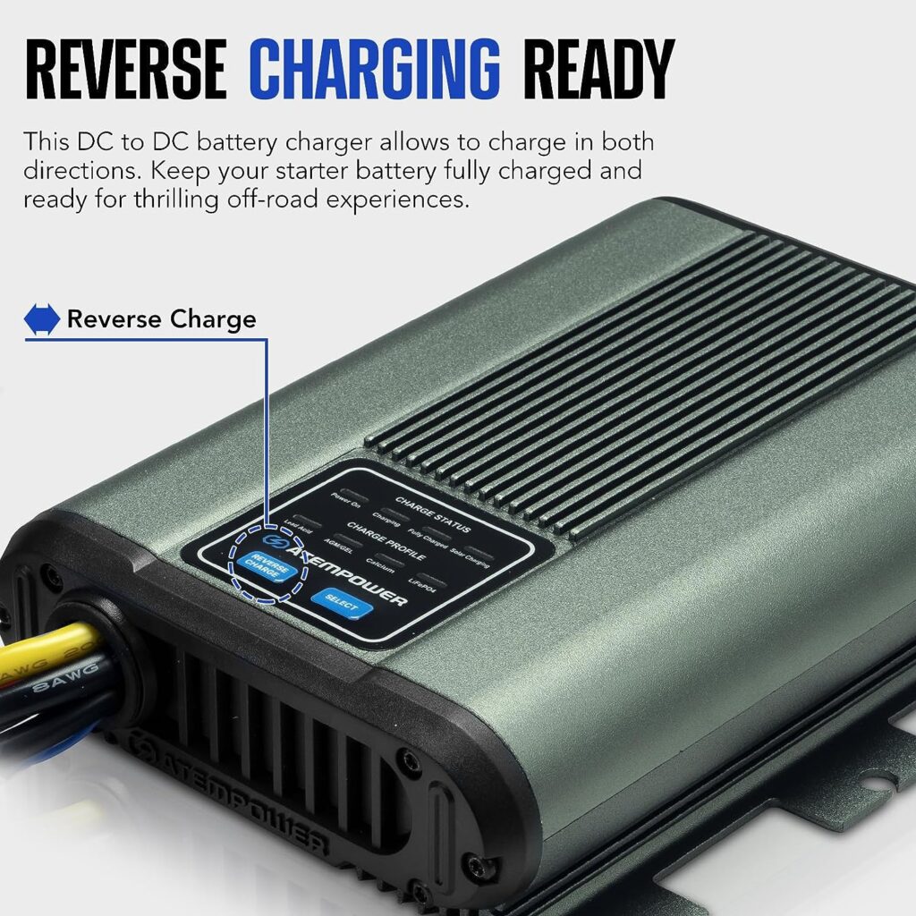 ATEM POWER 40A DC to DC Battery Charger with Anderson Plug Reverse Charge Solar Input MPPT for AGM, Gel, Calcium, Lead Acid, LiFePO4 Batteries of 4WDs, RVs, Campers, Trailers On-Board Charger