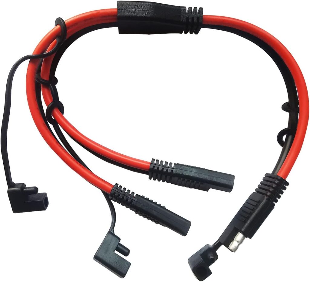 Lot 2 Câbles SAE 12AWG 40 Cm YACSEJAO - Connecteur Rapide étanche - Pour Panneau Solaire, Batterie, Camping-car
