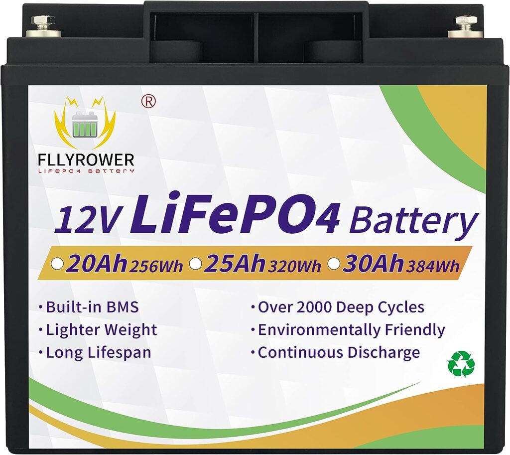 FLLEEYPOWER 12.8V 20Ah Lithium Battery, Rechargeable Deep Cycle LiFePO4 Batteries, Built-in Upgraded BMS, Applied for Alarm System, Backup UPS, Camping, Camera