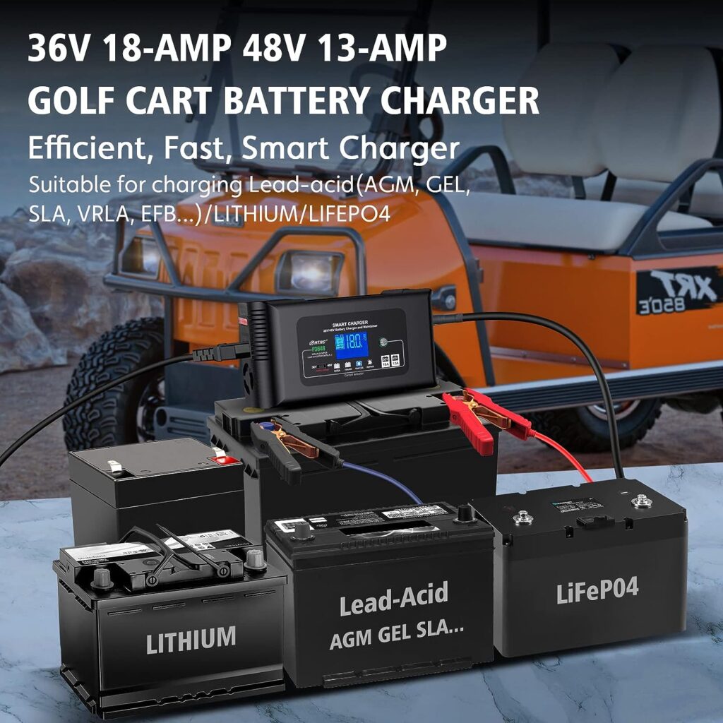 Golf cart Battery Charger, 36V 18A and 48V 13A Trickle Battery Charger,36 Volt Golf Cart Charger,for Club Car,EZGO  Yamaha,Lithium,LiFePO4,Lead-Acid AGM/Gel/SLA..Battery Charger,Crowfoot Plug