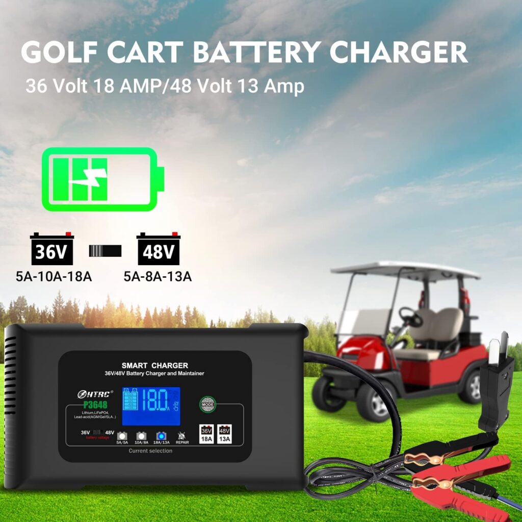 Golf cart Battery Charger, 36V 18A and 48V 13A Trickle Battery Charger,36 Volt Golf Cart Charger,for Club Car,EZGO  Yamaha,Lithium,LiFePO4,Lead-Acid AGM/Gel/SLA..Battery Charger,Crowfoot Plug