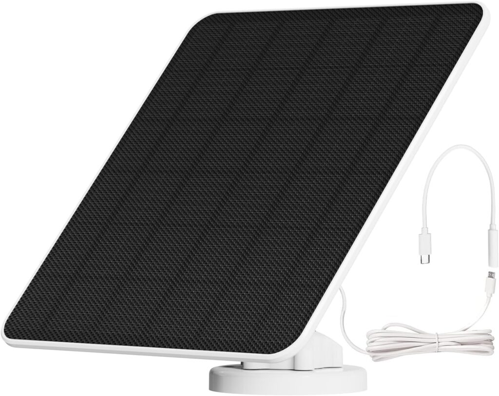 HXVIEW 6W Solar Panel for Security Camera, 5V Solar Panel Charger for Micro USB  USB-C Port Outdoor Camera, 20% Efficiency Than 5W, 360° Adjustable  IP66 Waterproof