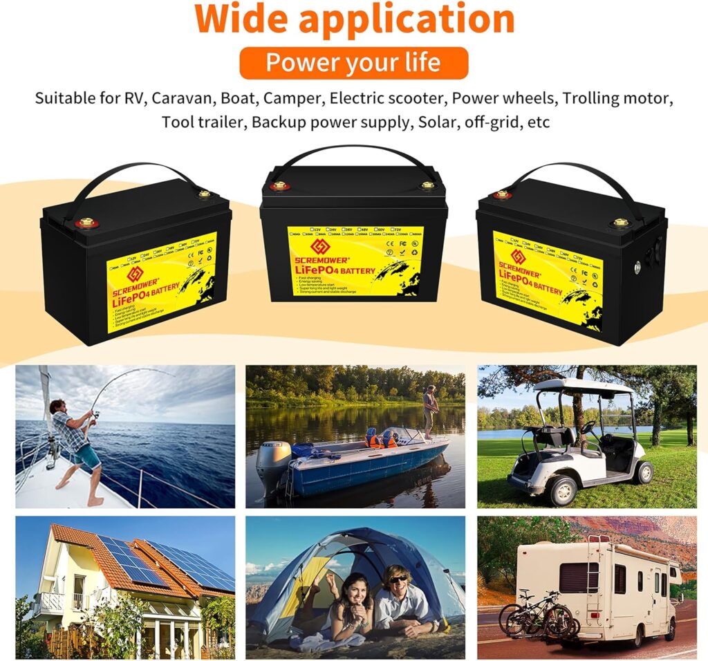LiFePO4 Battery 12V 100Ah Up to 7000 Deep Cycle Lithium Iron Phosphate Battery with BMS for Campers RV Solar Marine Golf Carts Energy Power Supply Emergency,Run in Series or Parallel