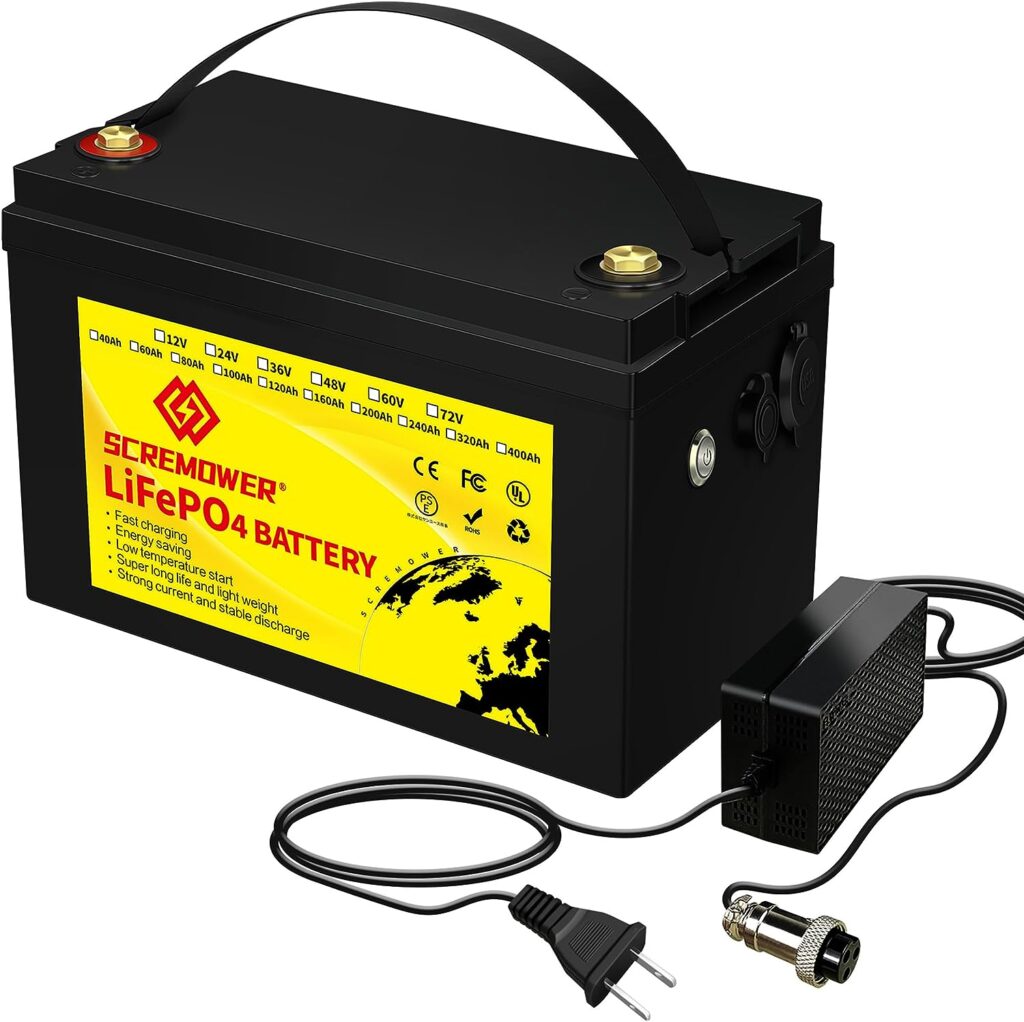 LiFePO4 Battery 12V 100Ah Up to 7000 Deep Cycle Lithium Iron Phosphate Battery with BMS for Campers RV Solar Marine Golf Carts Energy Power Supply Emergency,Run in Series or Parallel