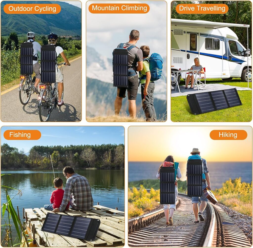 POWSTREAM 30W Portable Foldable Solar Panel with QC3.0 USB Ports  Changeable 10-in-1 DC Head for Power Station Generator Cell Phone iPad Laptop Outdoor Camping RV Trip Home Energy Conservation
